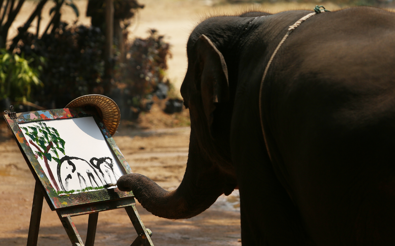 Ein Elefant malt einen Elefanten.