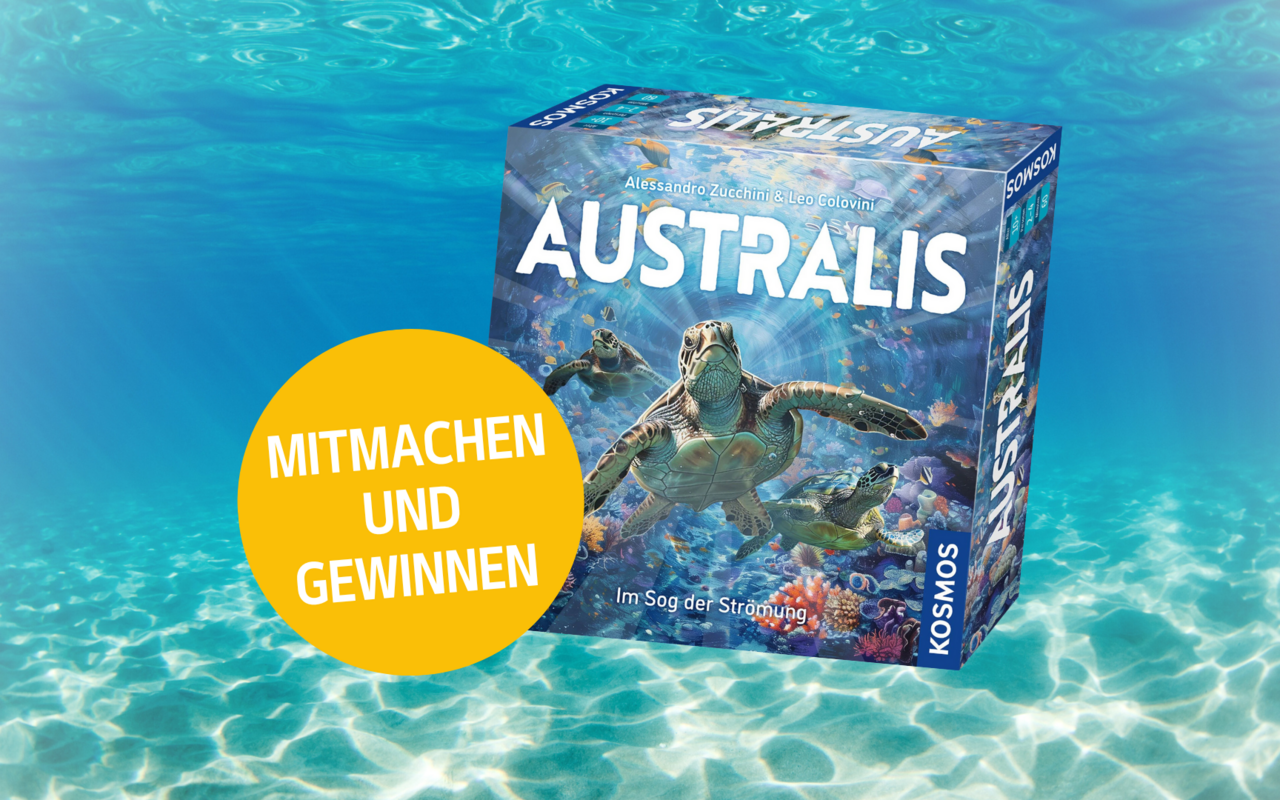 Gewinnen Sie das Strategiespiel «AUSTRALIS» von Kosmos – ein spannender Mix aus Planung, Würfelwettkämpfen und wunderschönem Design!